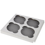 Jumbo Size Four-Cupcake Insert for 8 x 8 x 4" Cupcake Boxes: White