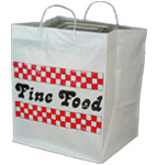HDPE Fine Food Print Plastic Shopping Bags with Rigid Handle - 12 x 10 x 14
