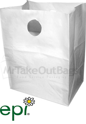 Biodegradable Poly Flat Bottom Takeout Shopping Bags with Die Cut Handles - 12 x 9 x 16