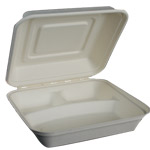 Three Compartment Compostable Clamshell Boxes