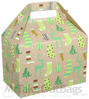 Reindeer Stockings Medium Gable Boxes 8 x 4.75 x 5.25