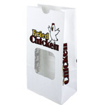 4# Paper Fried Chicken CarryOut Bags with window - 5 x 3 x 9.675"