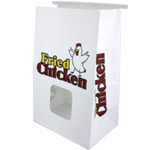 12# Paper Fried Chicken Bags with window and tin-tie closure - 8 x 5.25 x 12.375"