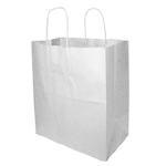 10" x 7" x 12.75" White Kraft Matte Paper Shopping Bags