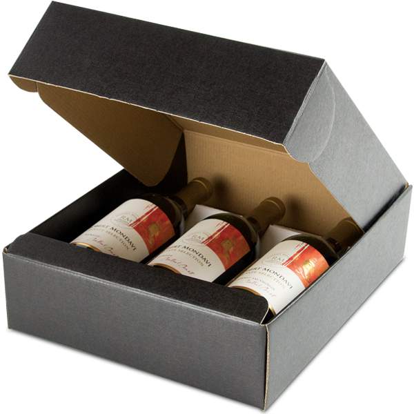 Nero Black Embossed 3 Bottle Wine Boxes Imported Wine Bottle Boxes