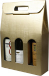 ORO Lari Champagne Embossed Metallic Foil Three Bottle Wine Bottle Carriers