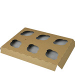 Mini Size Six-Cupcake Insert for 9 x 7" Cupcake Boxes: Brown