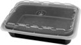 12 oz. Rectangular Plastic Food Container - Black Base/Clear Lid