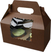 8 x 4 x 4" Gable Style Chocolate Brown Cupcake Boxes with Window