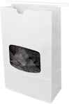 White Satin Paper Cookie / Chips Tin Tie Bags with Window and Polypropylene Liner