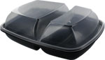 SABERT FastPac Large Microwaveable 2 Compartment Tray with Clear Dome Lid (27 oz. and 16 oz.)