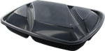 SABERT FastPac Large Microwaveable 3 Compartment Tray with Clear Dome Lid (6.5 oz/ 22 oz/ 6.5 oz)