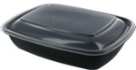 20 oz. SABERT FastPac Microwavable Rectangular 1 Compartment Containers with Clear Dome Lids
