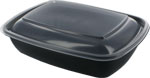 30 oz. SABERT FastPac Microwavable Rectangular 1 Compartment Containers with Clear Dome Lids