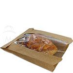 PFAS Free Recycled Brown Paper Sandwich Bag with Window - 6 x .75 x 6.5 in.