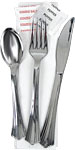 Reflections Cutlery Kit WNA RefKit3 Silver Look Fork, Spoon, Knife, 2 Ply Napkin, S&P