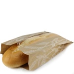 Winter Wheat Design Paper Bread Bags w/ PLA Window - 8.5 x 3.25 x 14"