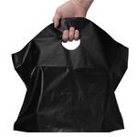 Black Heavy Duty Biodegradable Super Wave Carryout Bags - 18 x 16 + 9"