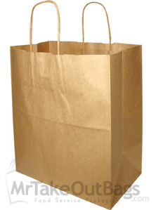 100% RECYCLED Brown Kraft Twisted Paper Handle Shoppers 10 x 7 x 12.75