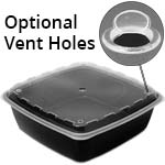 64 oz. Square Plastic Vent-able Food Container - Black Base/Clear Lid