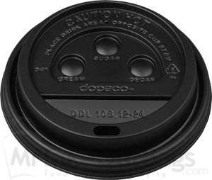 Black Dome Lids for Planet+ and Dopaco 10/12/16/20/24oz. Cups