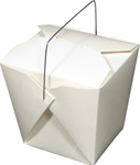 White Chinese Take Out Boxes with Wire Handle