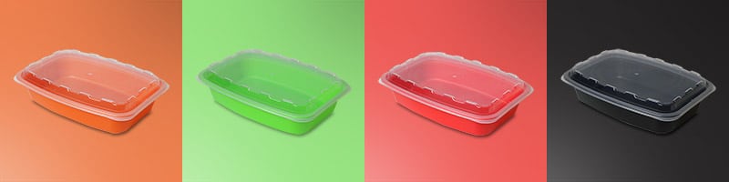 4 colors of rectangular plastic takeout containers