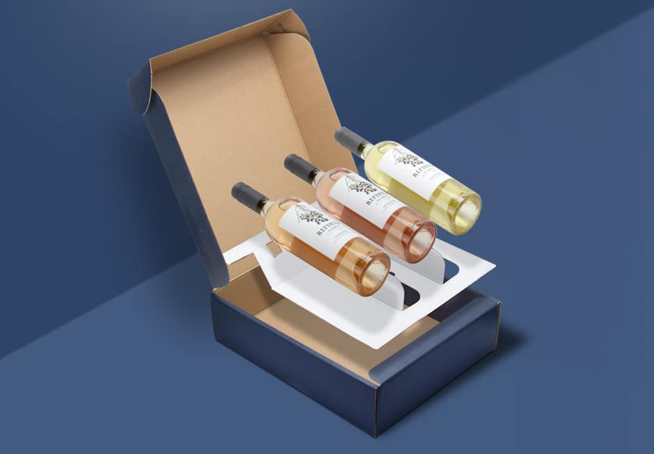 showing the components and construciton of a 3 bottle wine box