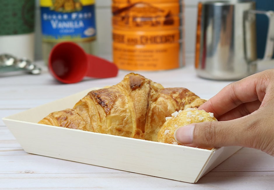 wood tray with pastries