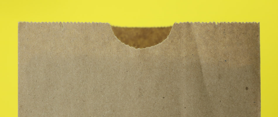 top of paper lunch bag