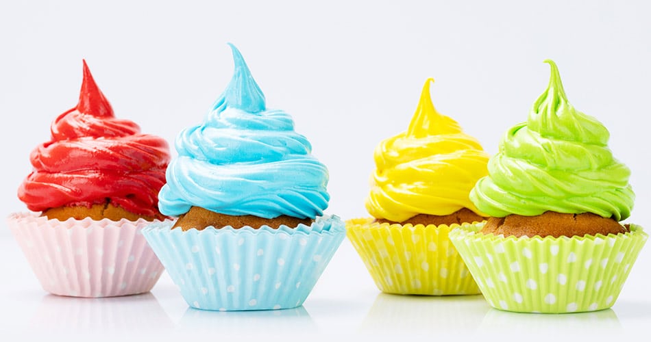 colorful cupcakes in baking cups