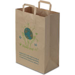 "Thank You World" Paper Grocery Bags with Handles, 100% Post Consumer - 12 x 7 x 17 in