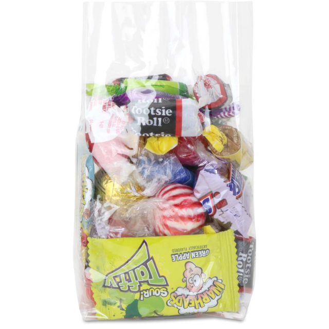 3 x 1.75 x 6.7 in. Clear Gusseted Clear BOPP Plastic Food Bags