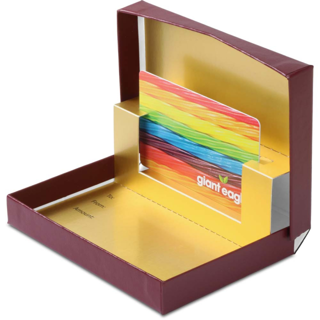Burgundy Leather Gift Card Boxes w/ Gold Interior