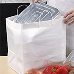 HDPE Heavy Cake Plastic Shopping Bags with Rigid Handle - 14 x 10 x 14.75"  #3