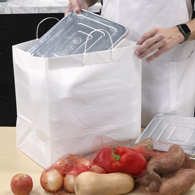 HDPE Heavy Cake Plastic Shopping Bags with Rigid Handle - 14 x 10 x 14.75"  #3