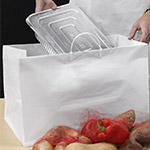 HDPE Side-by-Side Plastic Shopping Bags with Rigid Handle - 19 x 10 x 12" #5
