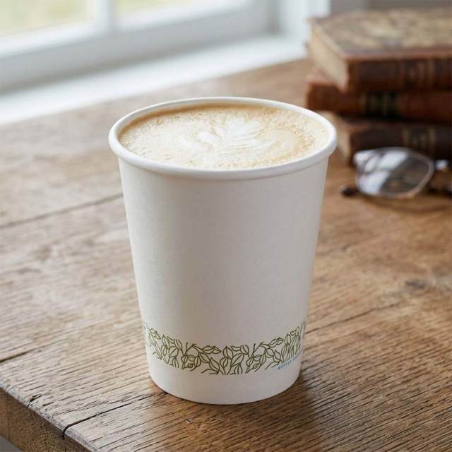 8 oz. Single Wall Compostable PLA Lined Coffee Cups