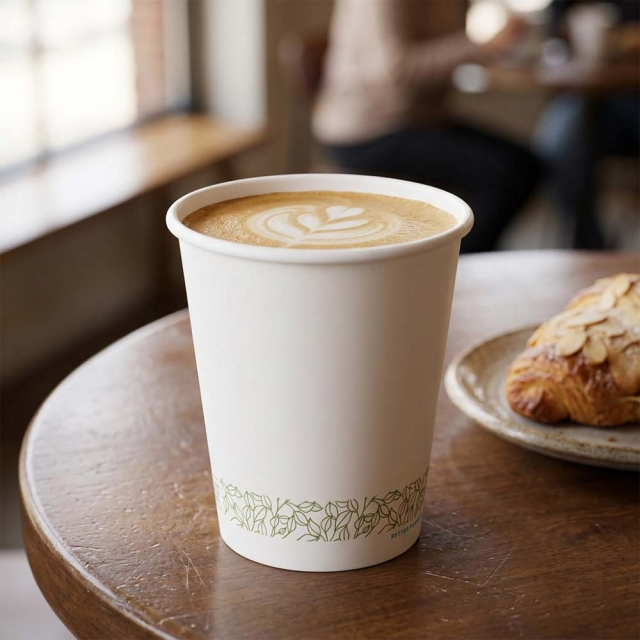 10 oz. Single Wall Compostable PLA Lined Coffee Cup