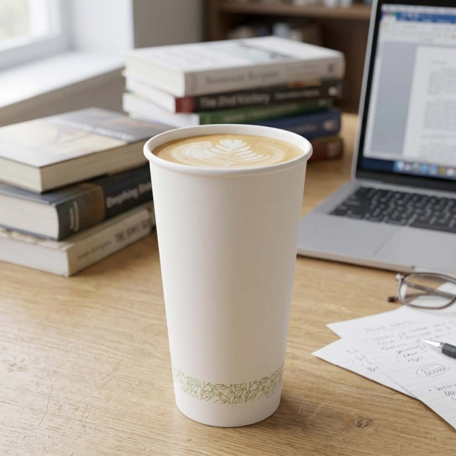 20 oz. Single Wall Compostable PLA Lined Coffee Cups