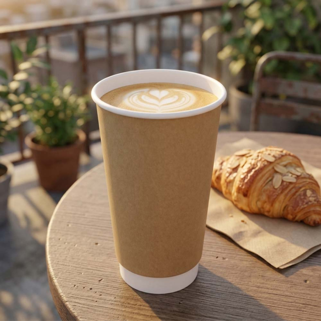 20 oz. Kraft Double Wall Paper Coffee Cup
