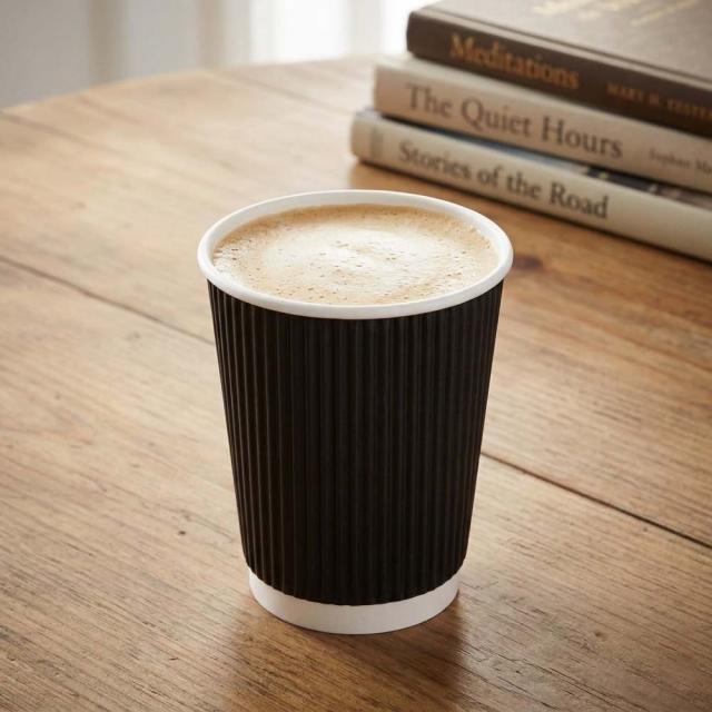 8 oz. Black Ripple Coffee Cups