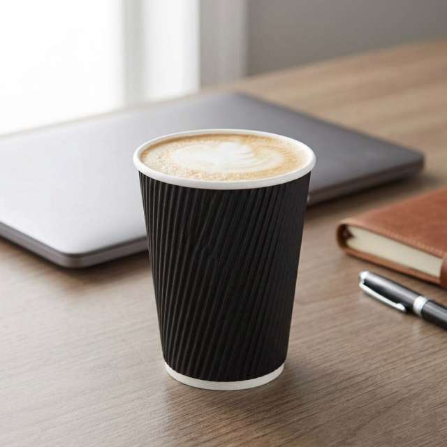 12 oz. Black Ripple Coffee Cups