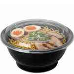 50 oz. Round Plastic Bowls and Lids w. Noodle Insert - Combo Pack