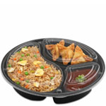 45 oz. Round 3 Compartment Plastic Food Container Combo Pack w. Divided Lid