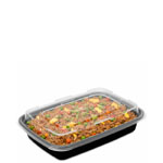 16 oz. Black Rectangular Microwaveable Food Container w. Lid