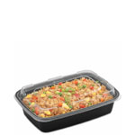 24 oz. Black Rectangular Microwaveable Food Container w. Lid