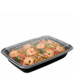 58 oz. Black Rectangular Microwaveable Food Container w. Lid