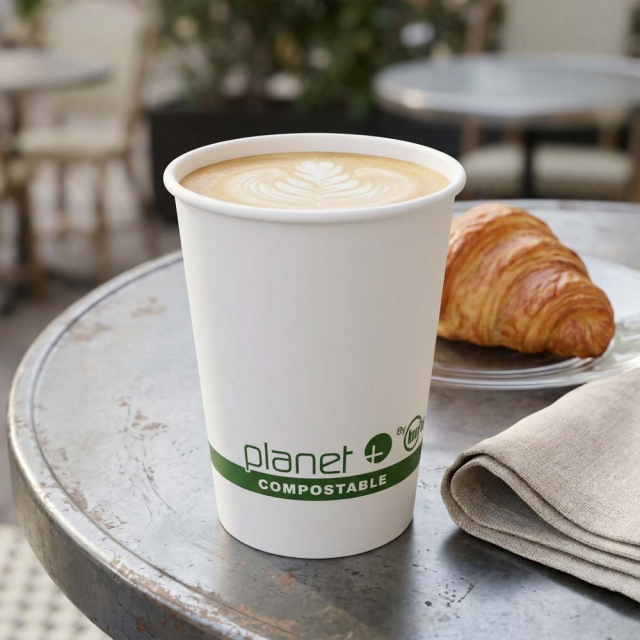 12 oz. Planet Compostable Paper Coffee Cups