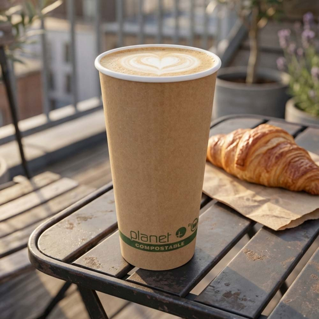 20 oz. Planet Plus2 Double Wall Compostable Paper Coffee Cup